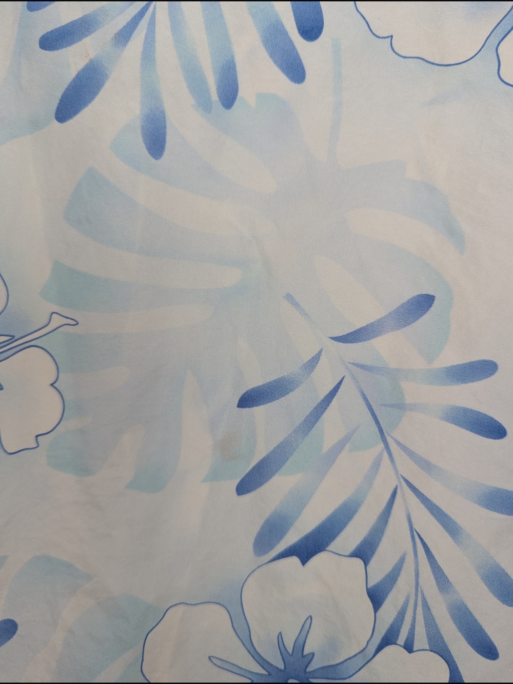 Vintage Silk Hawaiian Shirt Womens M Pastel Blues and Off White Darting - Picture 13 of 15